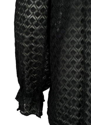 Long-sleeved blouse with patterned texture, Black, Packshot image number 3