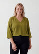 Blouse with 3/4 sleeves, Green, Model image number 0