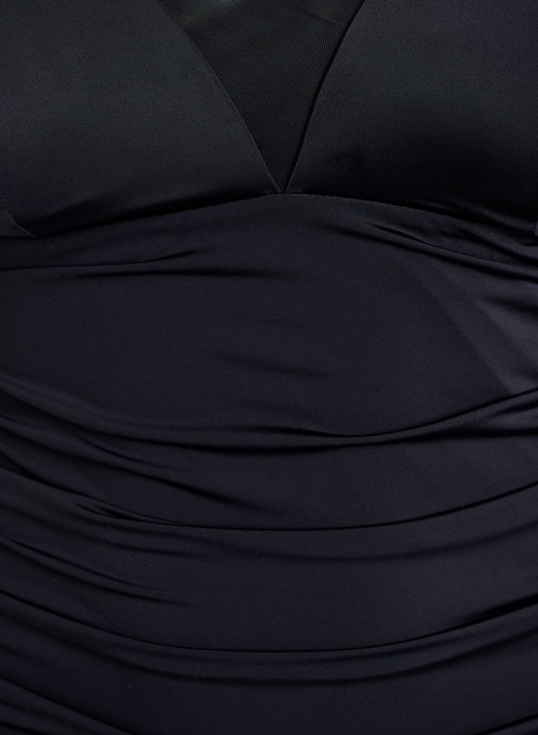 Zizzifashion Swimsuit with v-neck and mesh detail, Black, Packshot image number 2