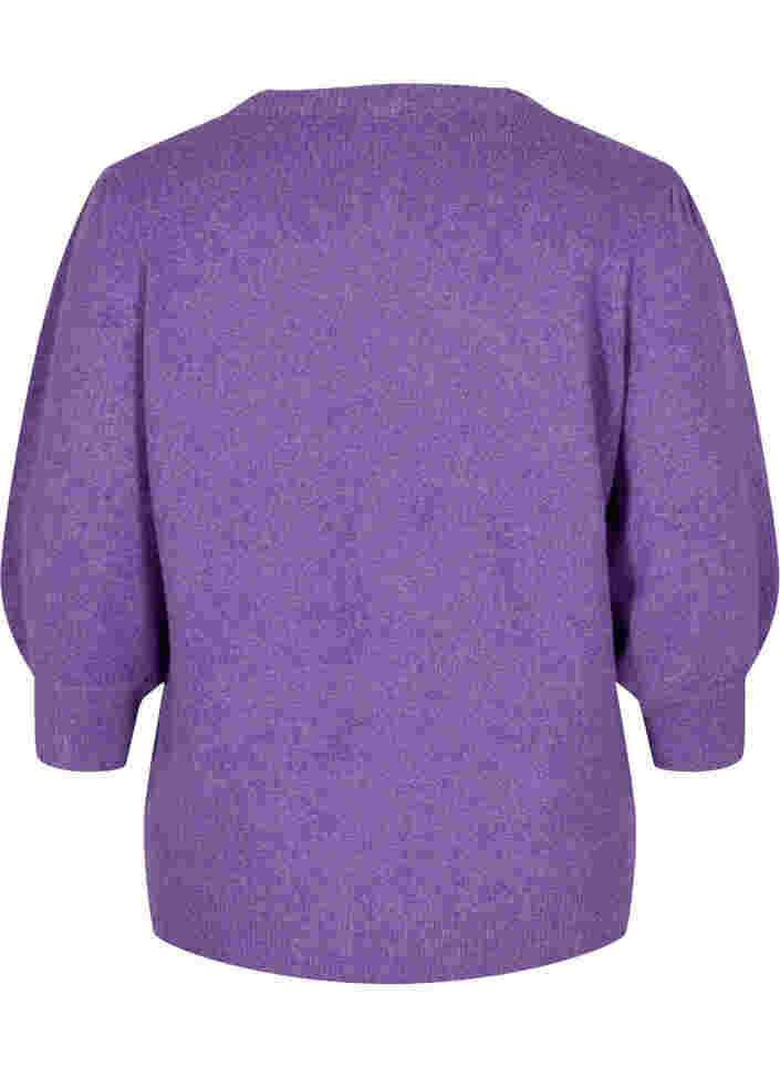 Mottled knitted top with 3/4-length sleeves, Ultra Violet Mel., Packshot image number 1