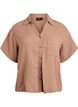 Cotton muslin blouse with short sleeves, Brown, Packshot image number 0