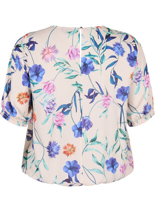 Floral blouse with smocking, Buttercream Blue Fl., Packshot image number 1