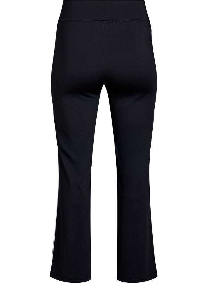 Flared workout pants with contrast piping, Black, Packshot image number 1