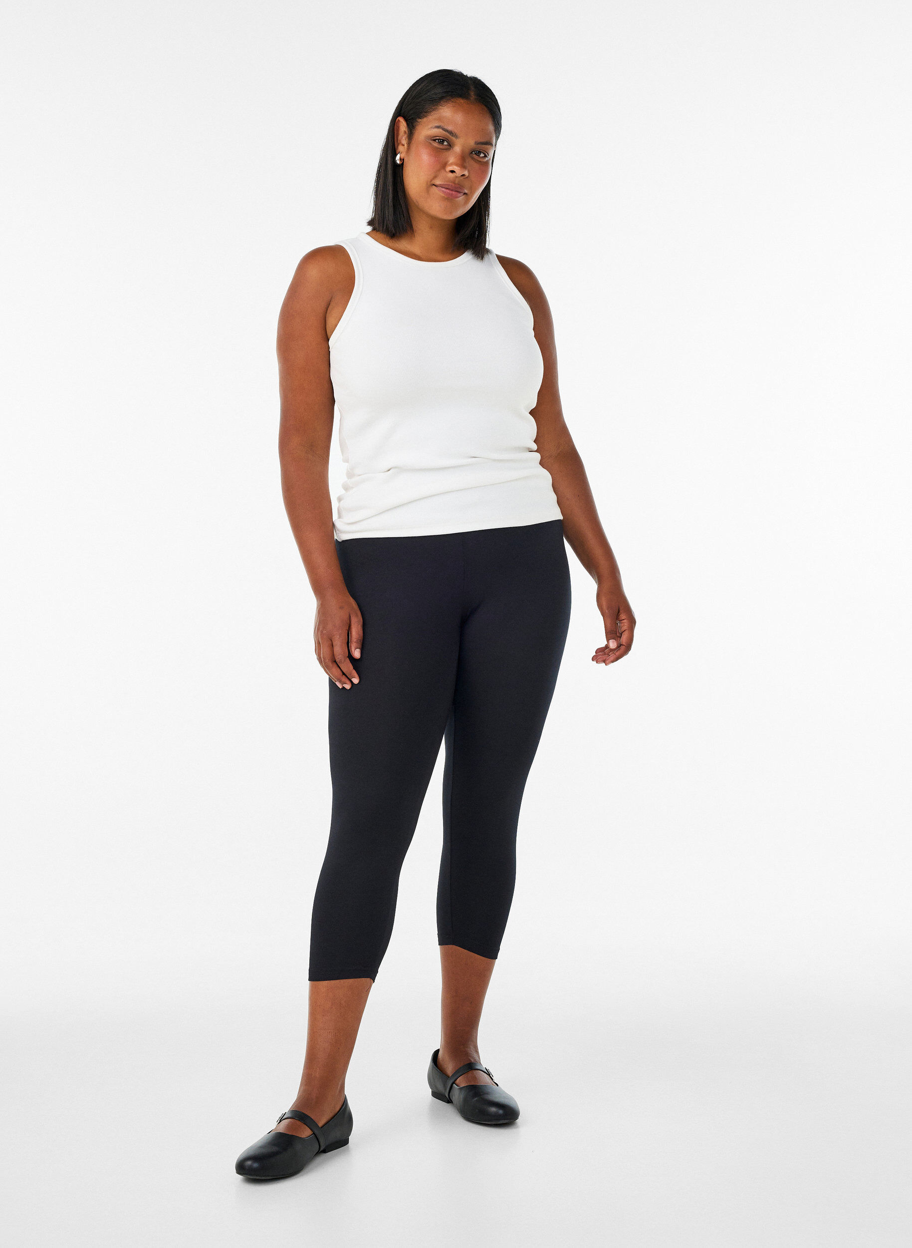 Basic 3/4 leggings in viscose, Black, Model