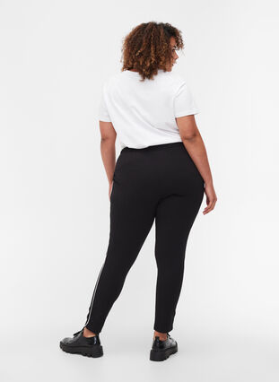 Pants with pockets and piping, Black w. White, Model image number 1