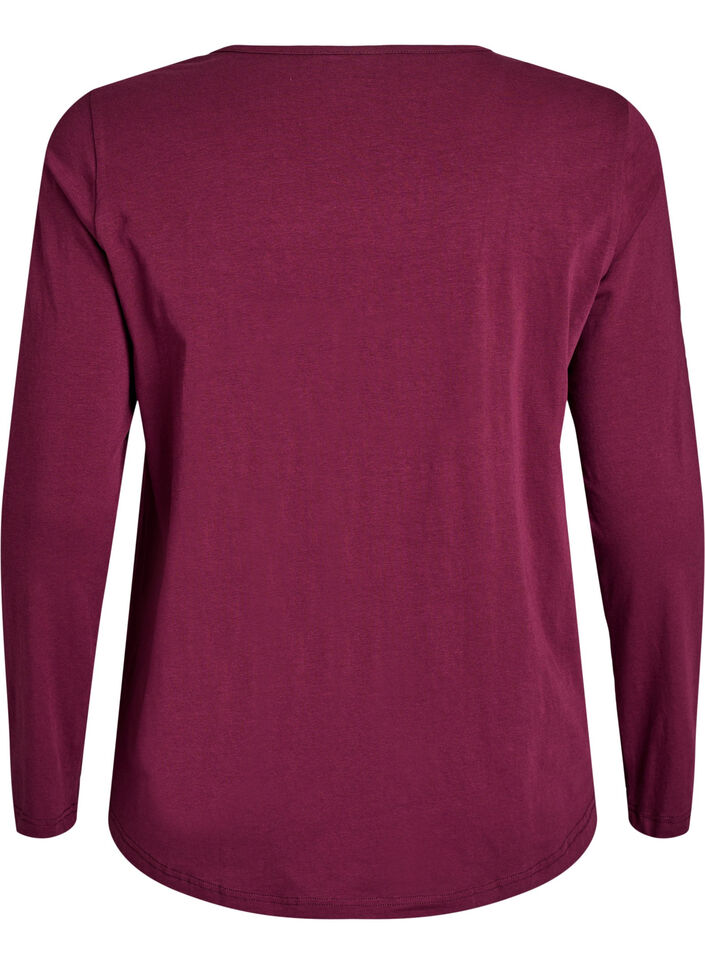 Night top in cotton with front print, Red, Packshot image number 1