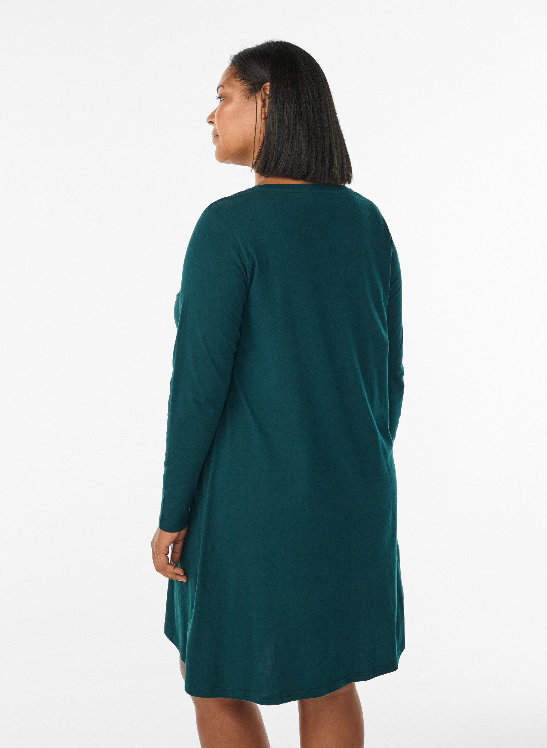 ZizzifashionLong-sleeved nightgown in organic cotton, Green, Model image number 2