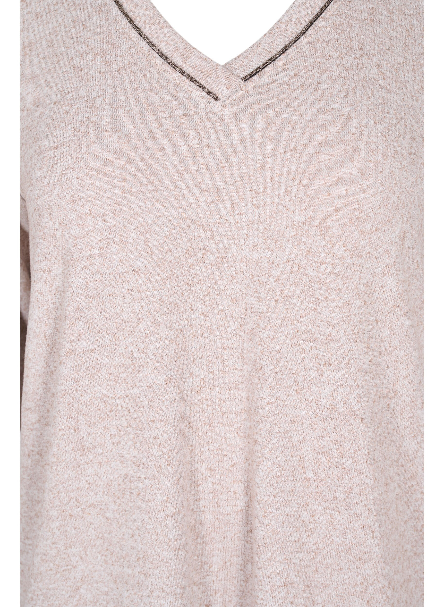 Zizzifashion Top with v-neck and long sleeves, Beige, Packshot image number 2