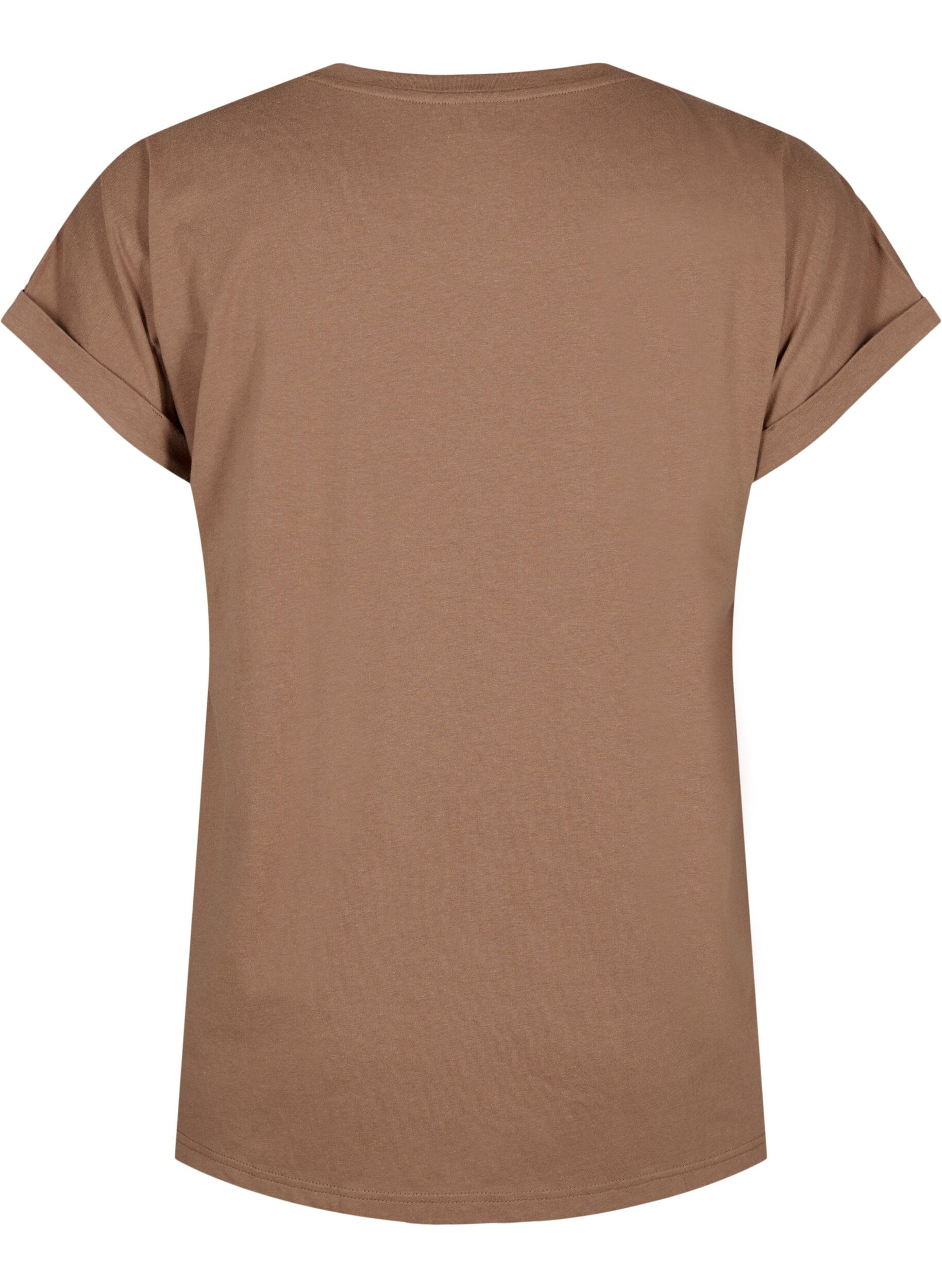 Zizzifashion Short sleeve cotton blend T-shirt, Brown, Packshot image number 1