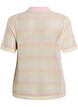 Knitted polo with eyelet embroidery and stripes, White, Packshot image number 1