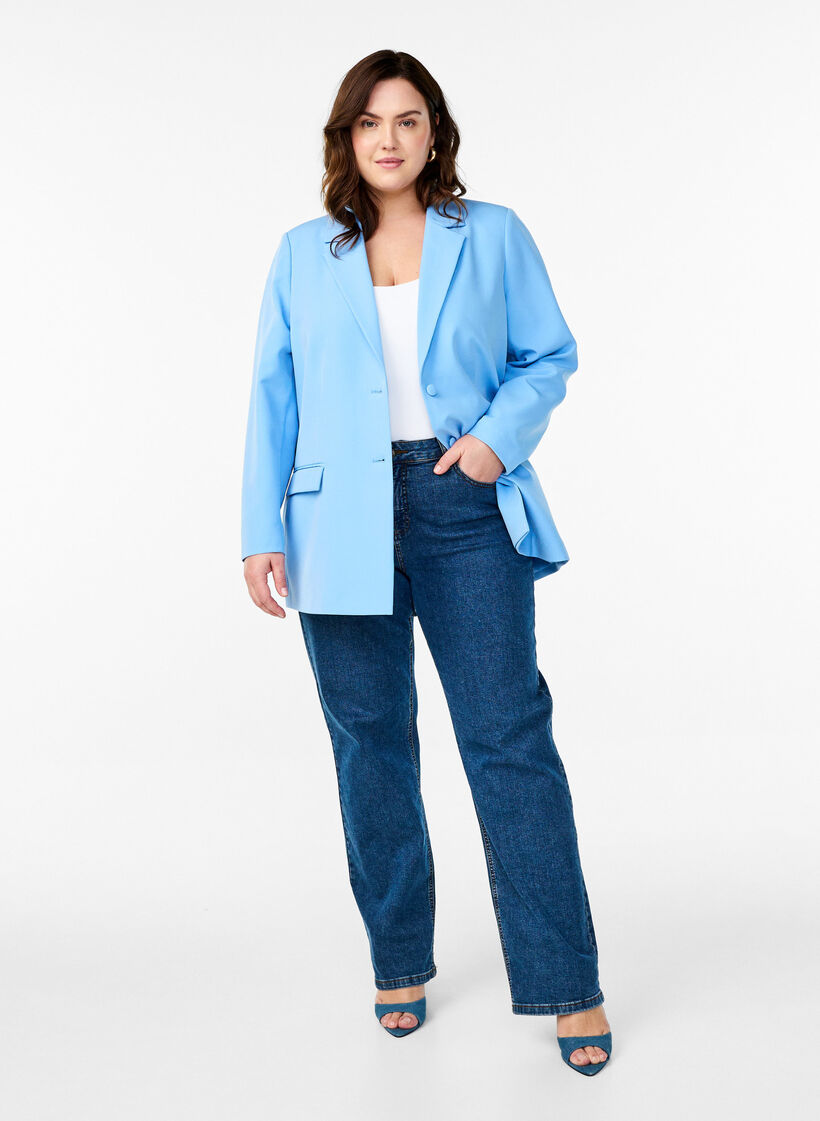 Classic blazer with button closure, Light Blue, Model image number 1