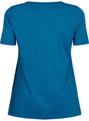 T-shirt in cotton with text print, Blue Coral HAPPY, Packshot image number 1