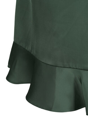 Long sleeve satin wrap dress, Duck Green, Packshot image number 4