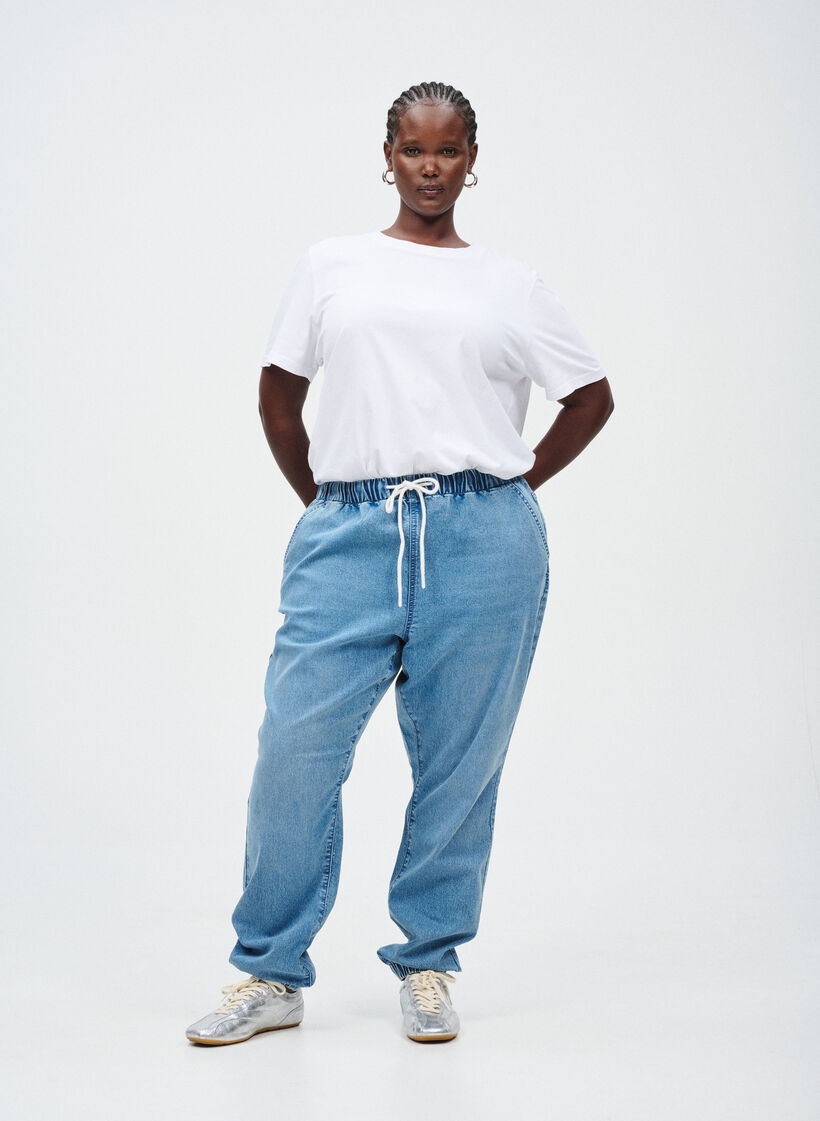 Denim joggers with pockets, Light Blue, Image image number 0