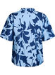 Shirt blouse with print and V-neck, Blue, Packshot image number 1