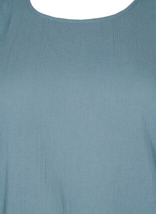 Short-sleeved cotton blouse with smock, Goblin Blue, Packshot image number 2