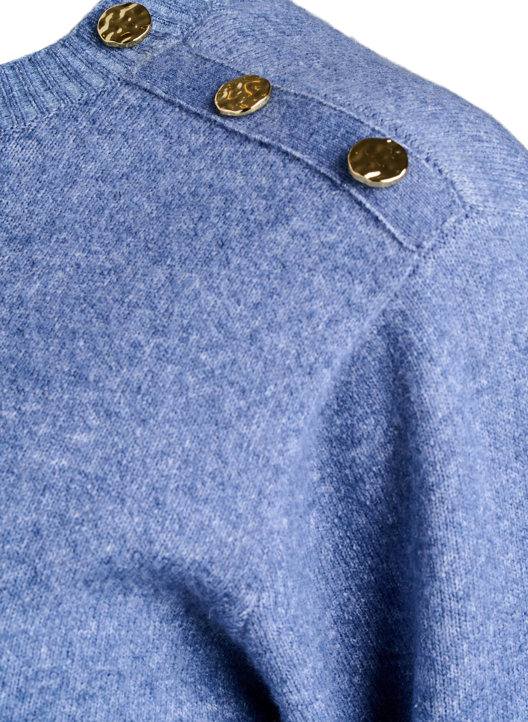Zizzifashion Knit blouse with button detail, Blue, Packshot image number 3