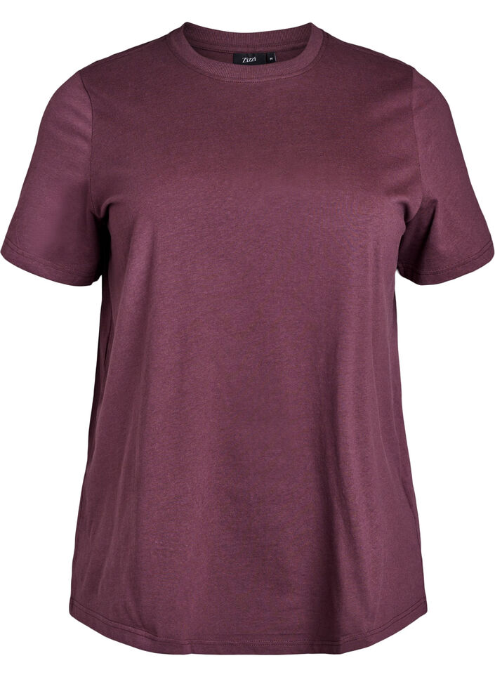 Basic cotton t-shirt with a round neck, Dark Bordeaux, Packshot image number 0