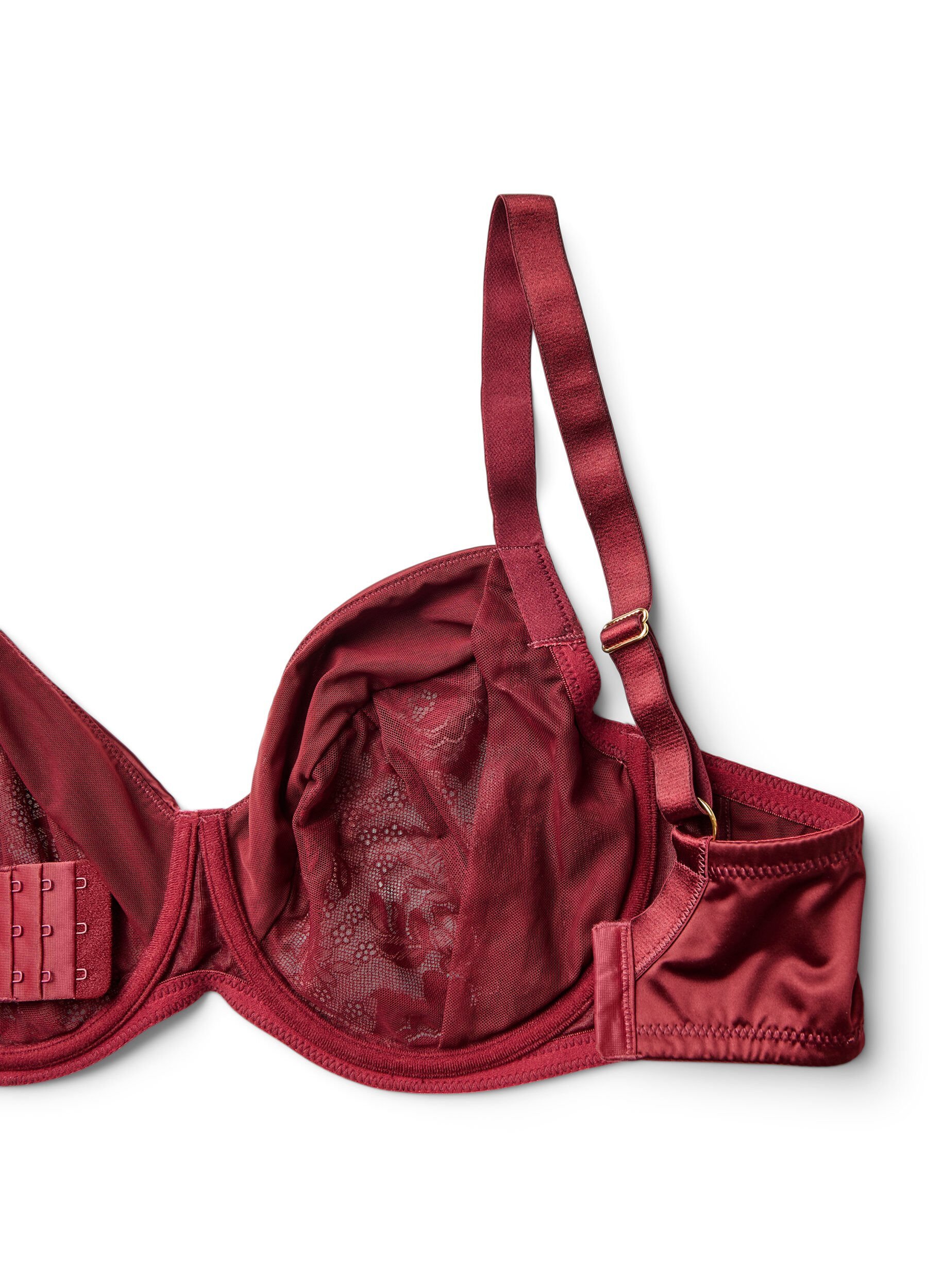 ZizzifashionFull coverage bra in shiny microfibre, Dark Bordeaux, Packshot image number 3