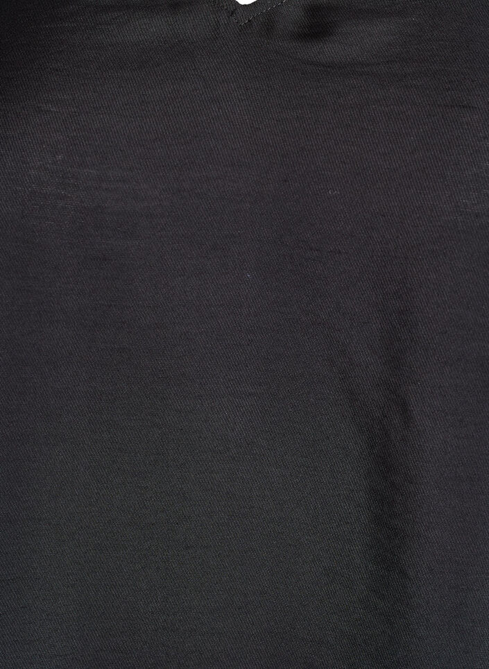 Blouse with V-neck and 3/4-sleeves, Black, Packshot image number 2