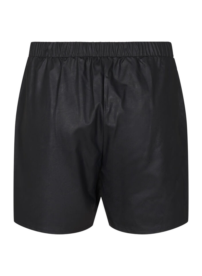 Loose faux leather shorts, Black, Packshot image number 1