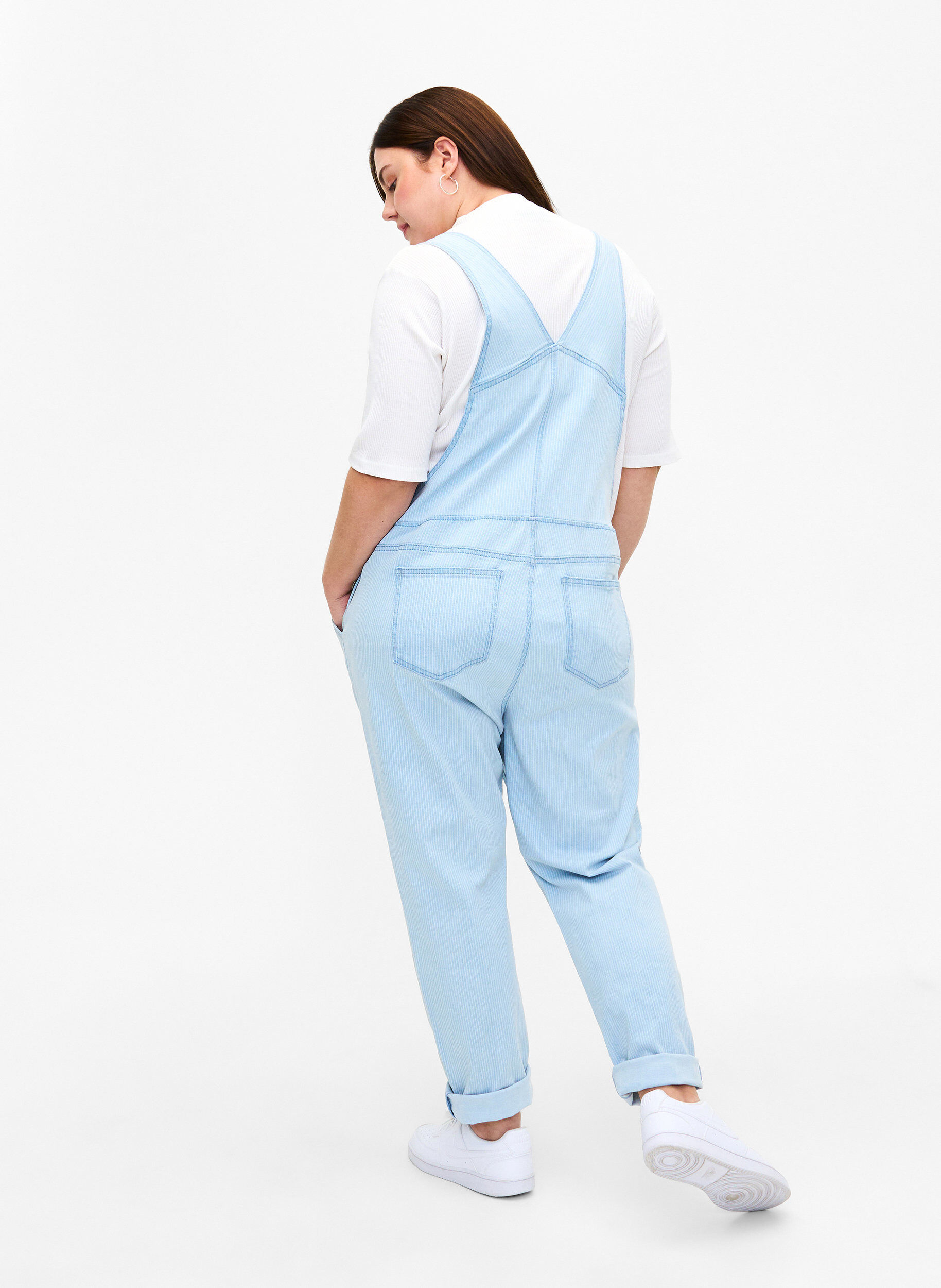 Zizzifashion Striped denim overalls, Light Blue, Model image number 1