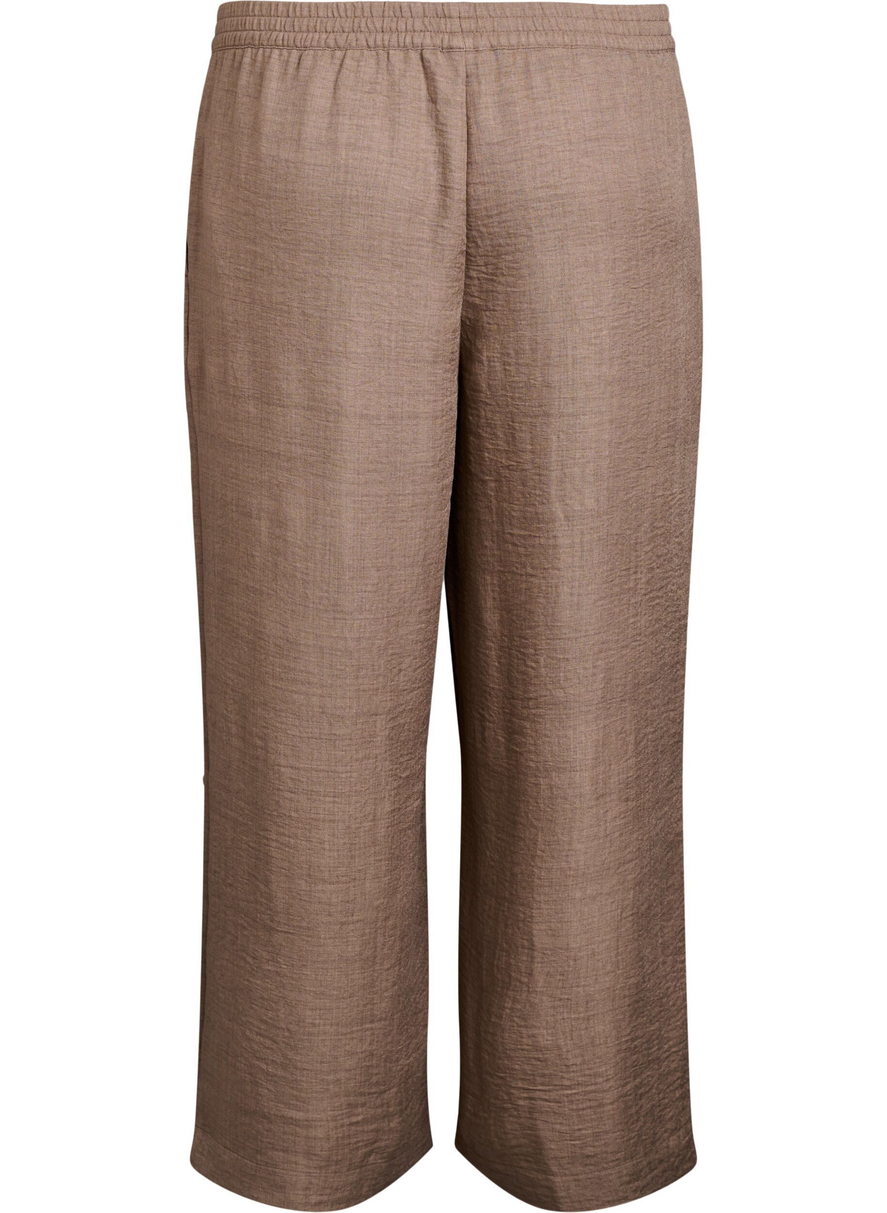 ZizzifashionLoose trousers with elasticated waistband and pockets, Brown, Packshot image number 1