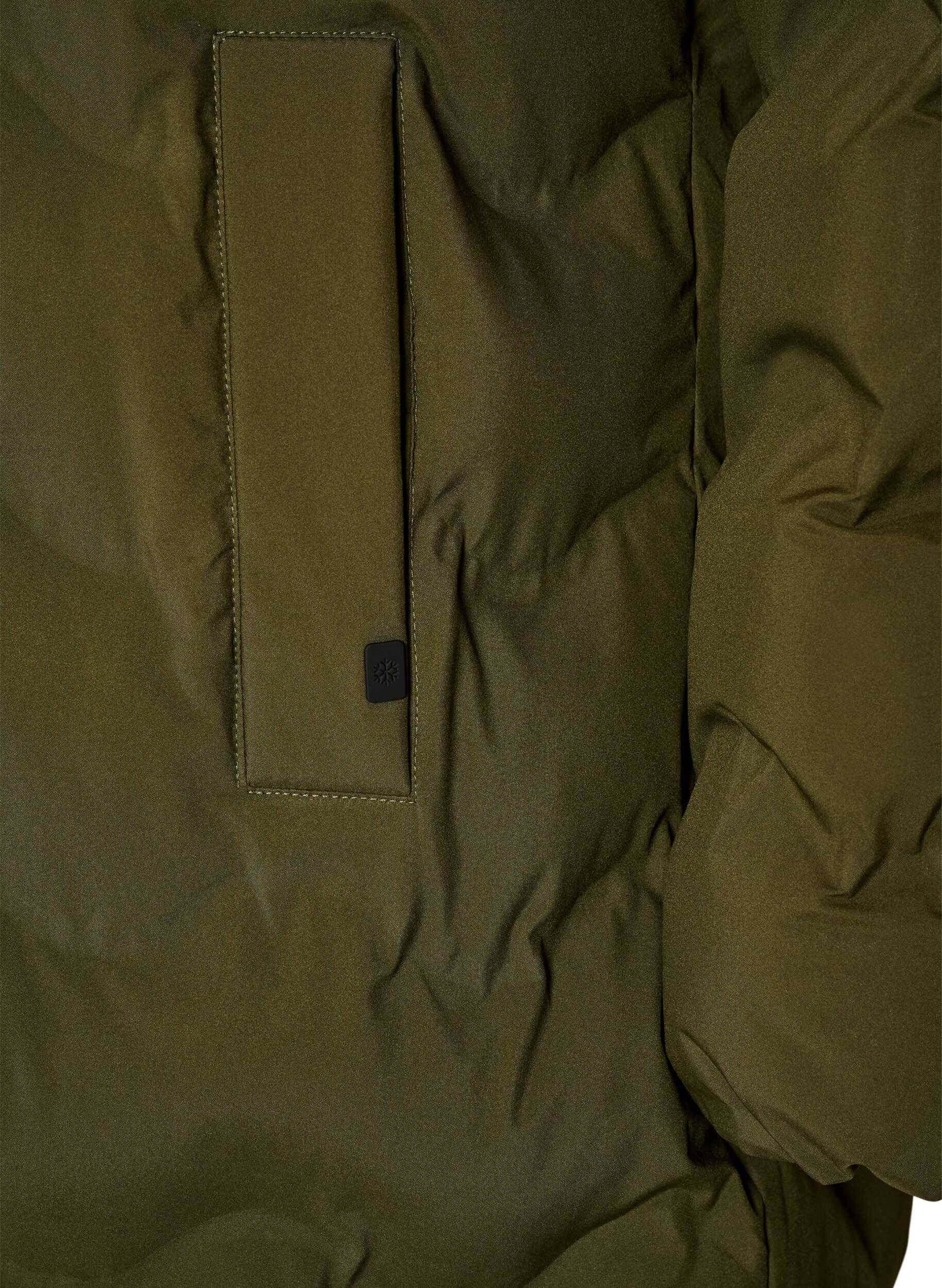 ZizzifashionLong hooded puffer jacket with a wave pattern, Green, Packshot image number 3
