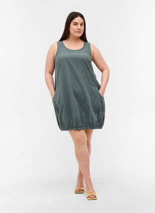 Sleeveless cotton dress, Balsam Green, Model image number 2
