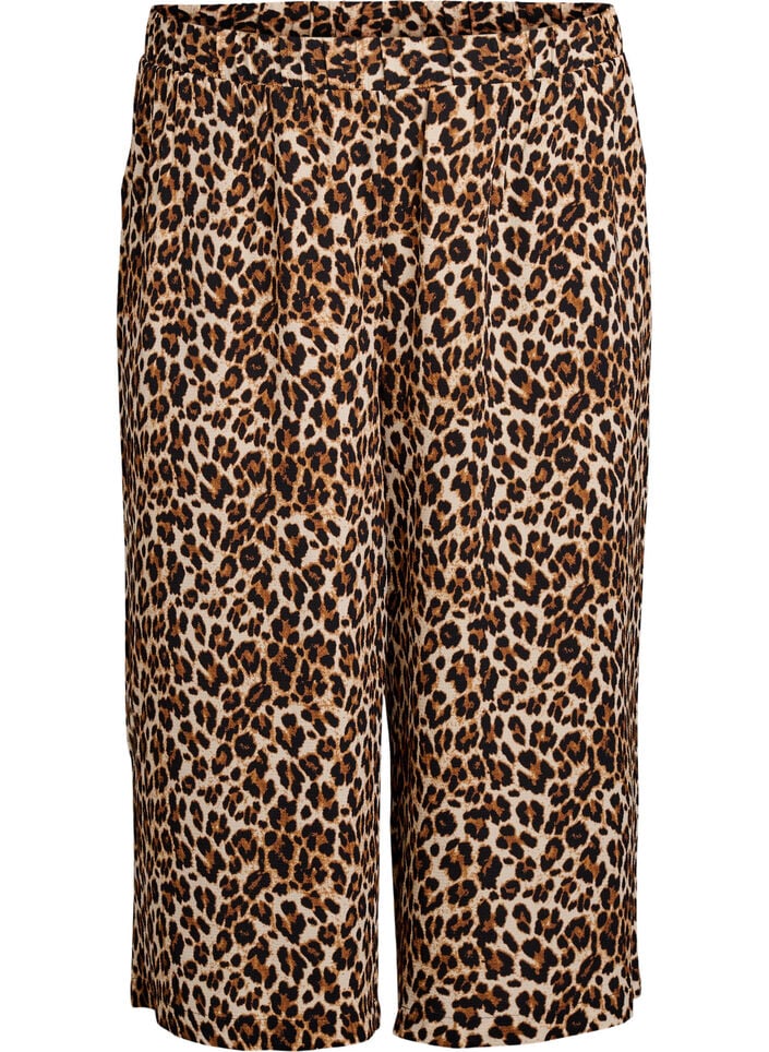 Culotte trousers with print, Brown, Packshot image number 0
