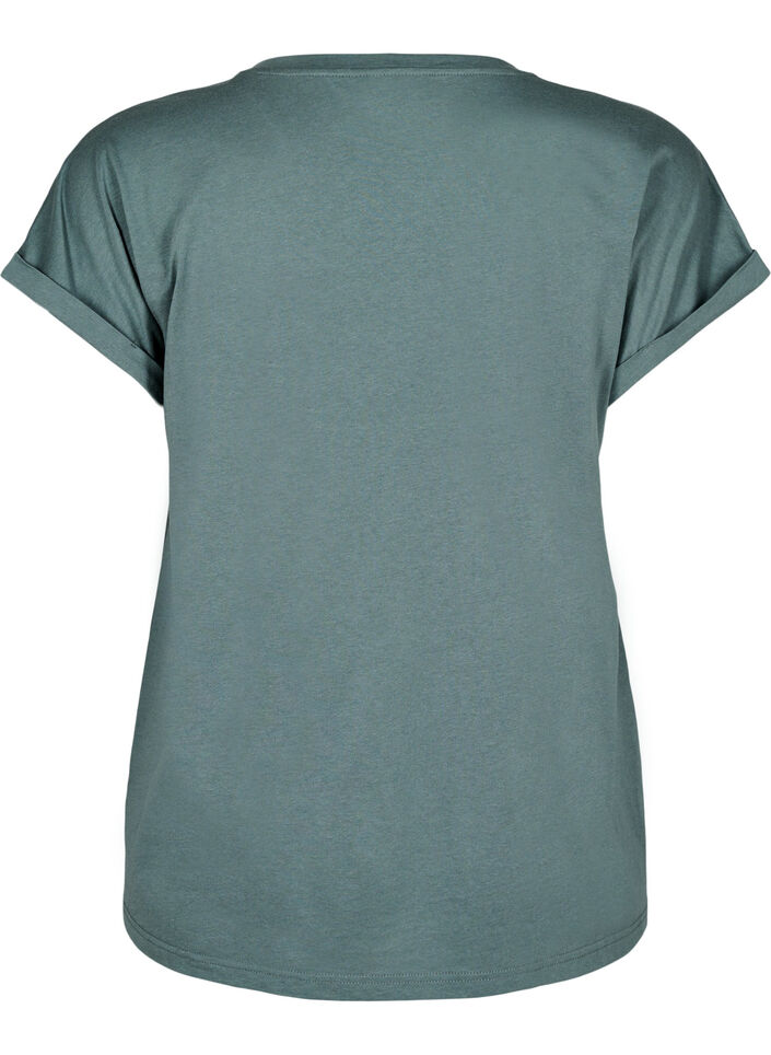 Short sleeve cotton blend T-shirt, Green, Packshot image number 1