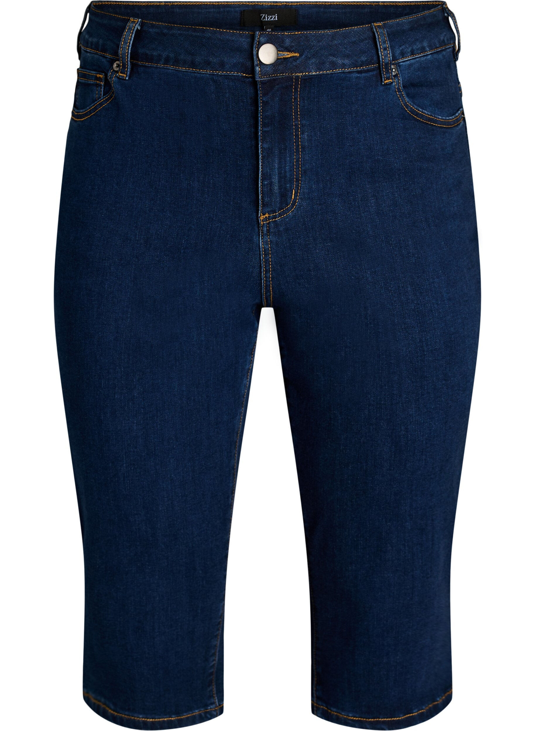 Zizzifashion High-waisted slim fit capris in stretch denim, Blue, Packshot image number 0