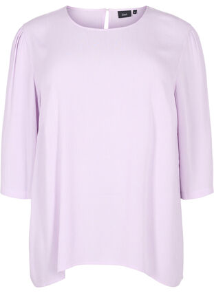 Plain-coloured blouse in 100% viscose, Orchid Bloom, Packshot image number 0