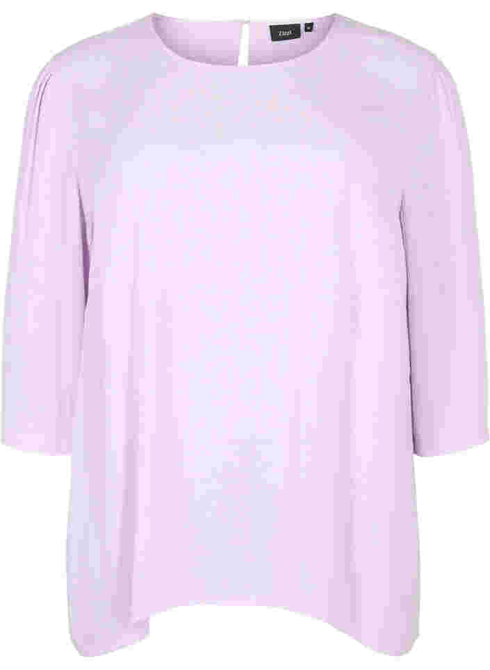 Plain-coloured blouse in 100% viscose, Orchid Bloom, Packshot image number 0