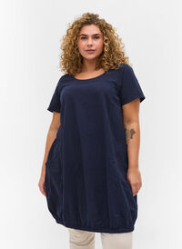 Short-sleeved cotton dress, Night Sky, Model