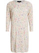 Dress with floral print and wavy texture, Beige, Packshot image number 0