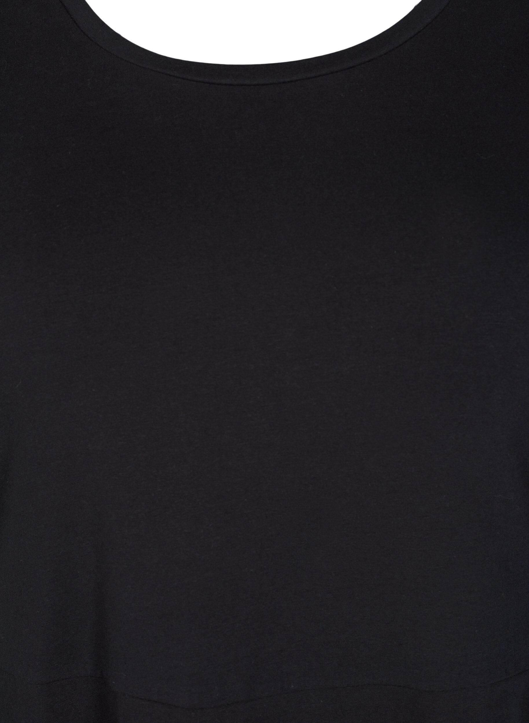 Zizzifashion Solid cotton dress with short sleeves, Black, Packshot image number 2