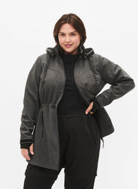 Softshell jacket with detachable hood, Dark Grey Melange, Model