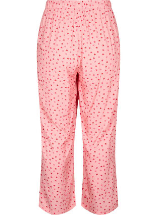 Loose viscose pyjama bottoms with print, Pink Icing W. hearts, Packshot image number 1