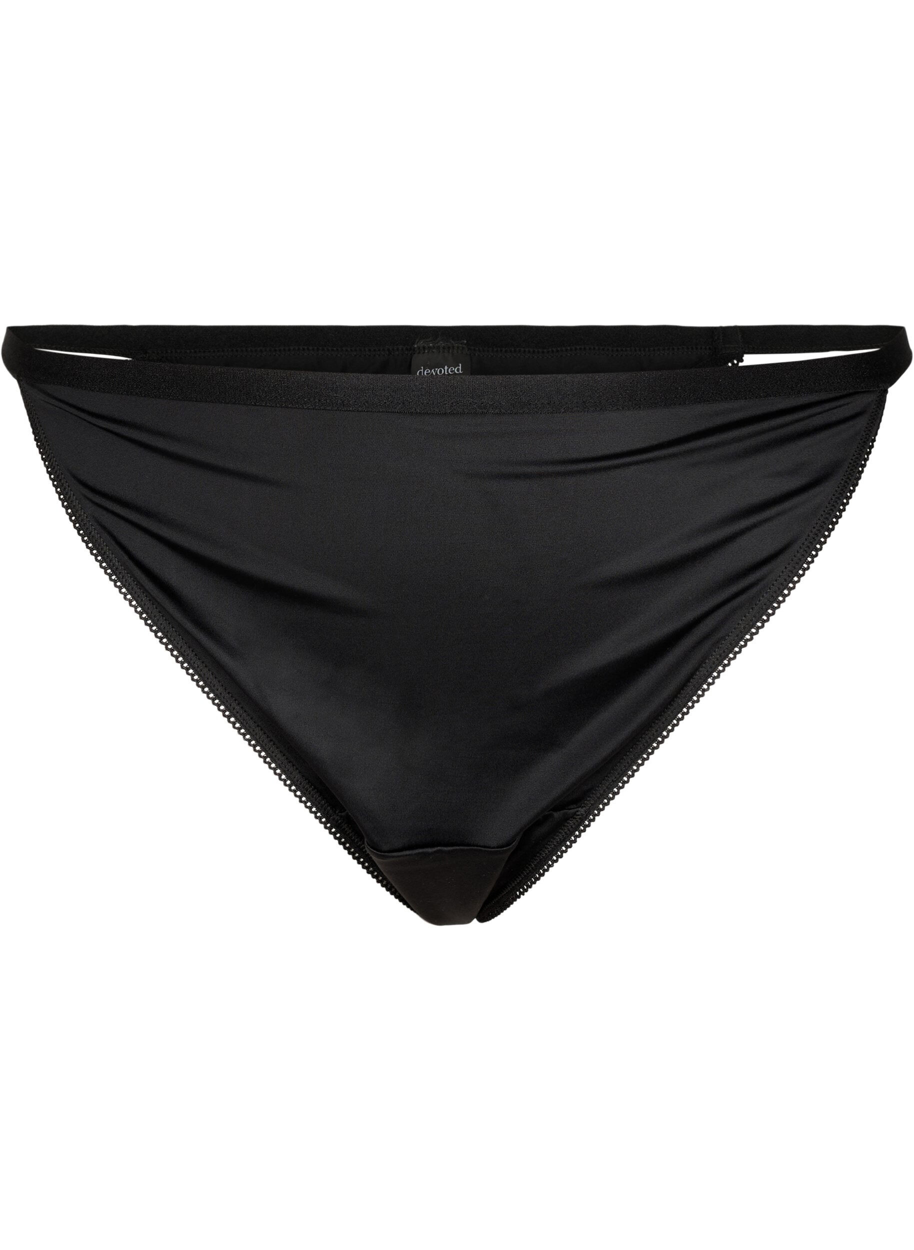 Zizzifashion Microfibre G-string with elasticated waistband, Black, Packshot image number 0