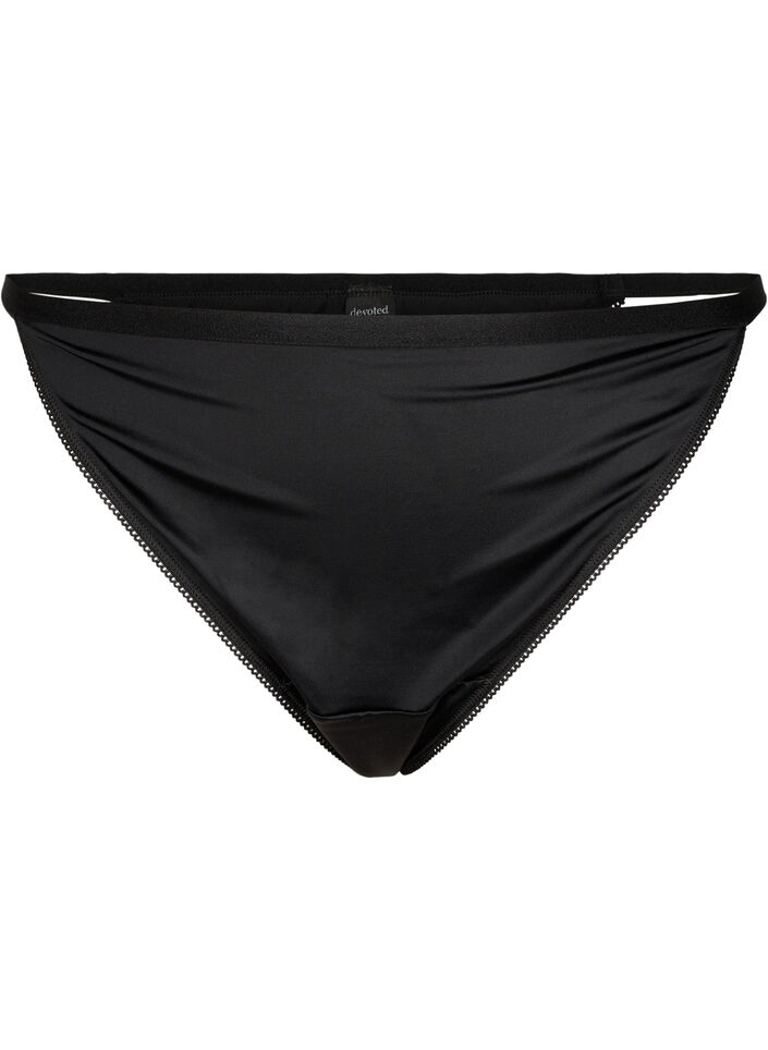 Microfibre G-string with elasticated waistband, Black, Packshot image number 0