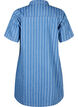 Short denim shirt dress with a striped pattern, Blue, Packshot image number 1