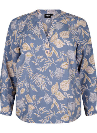 FLASH - Long sleeve blouse with print, Delft AOP, Packshot image number 0