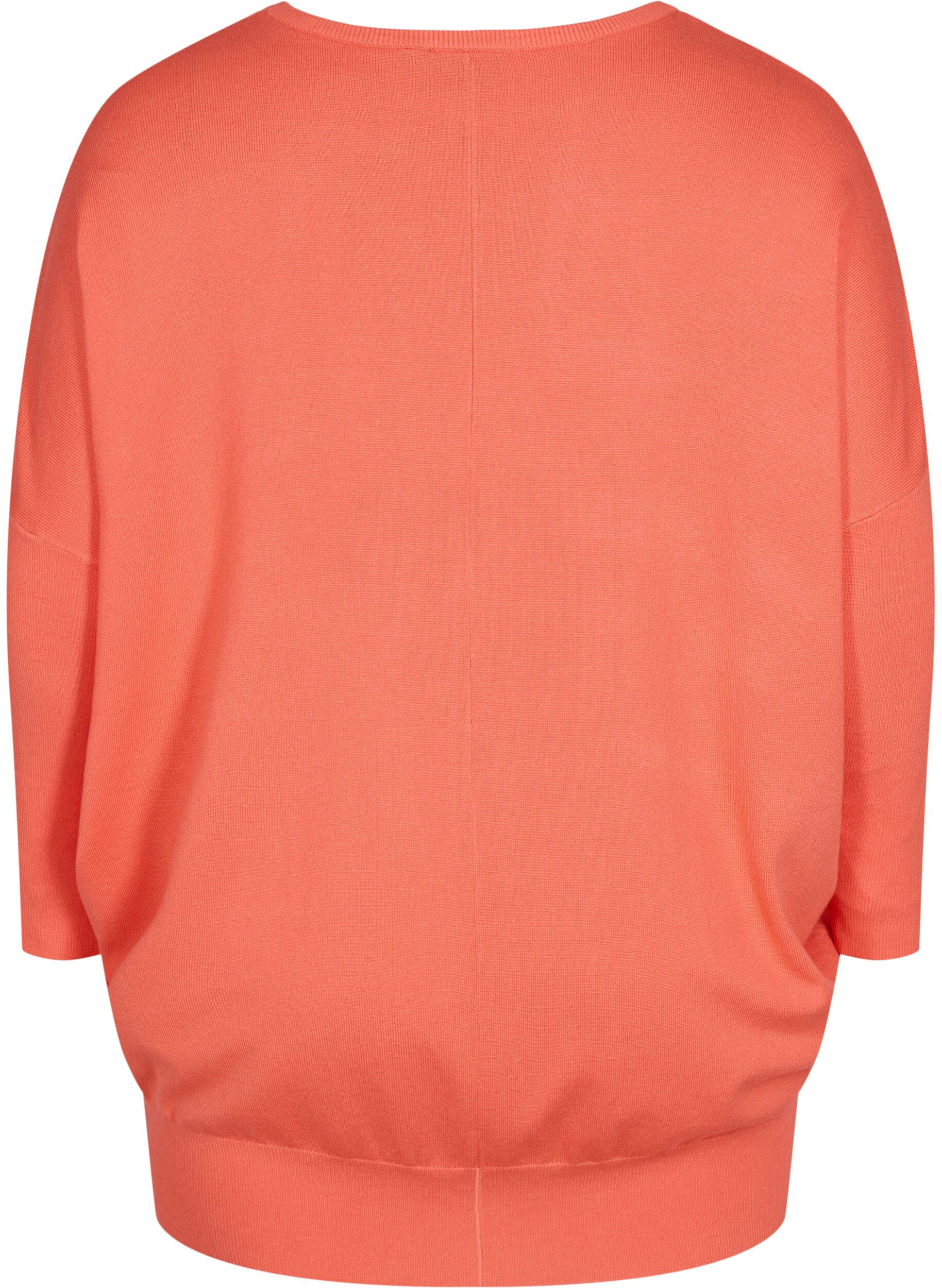 Zizzifashion Knitted jumper with round neckline, Living Coral, Packshot image number 1