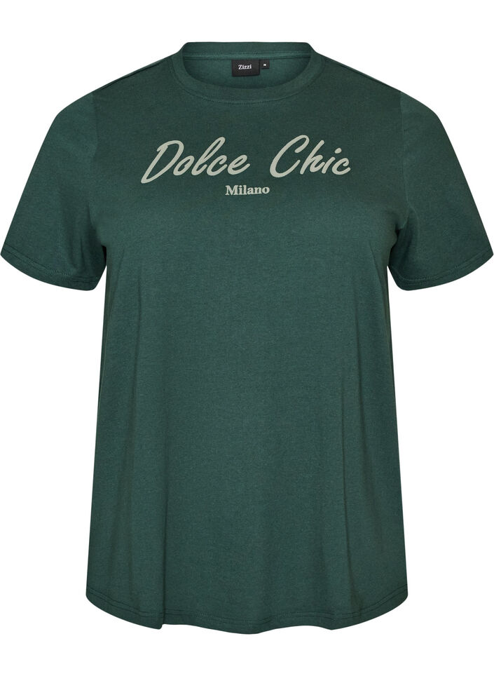 T-shirt in organic cotton with print, Green, Packshot image number 0