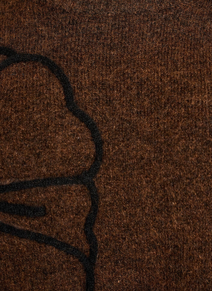 Jumper dress with large flower appliqu&eacute;, Brown, Packshot image number 2