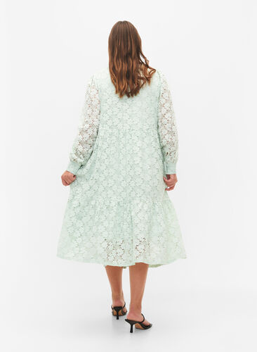 Lace dress with long sleeves, Pastel Green , Model image number 1