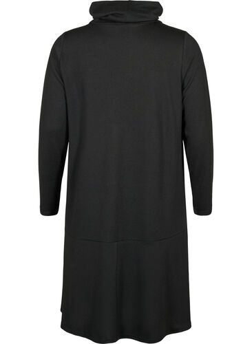 Jersey dress with high neck and pockets, Black, Packshot image number 1