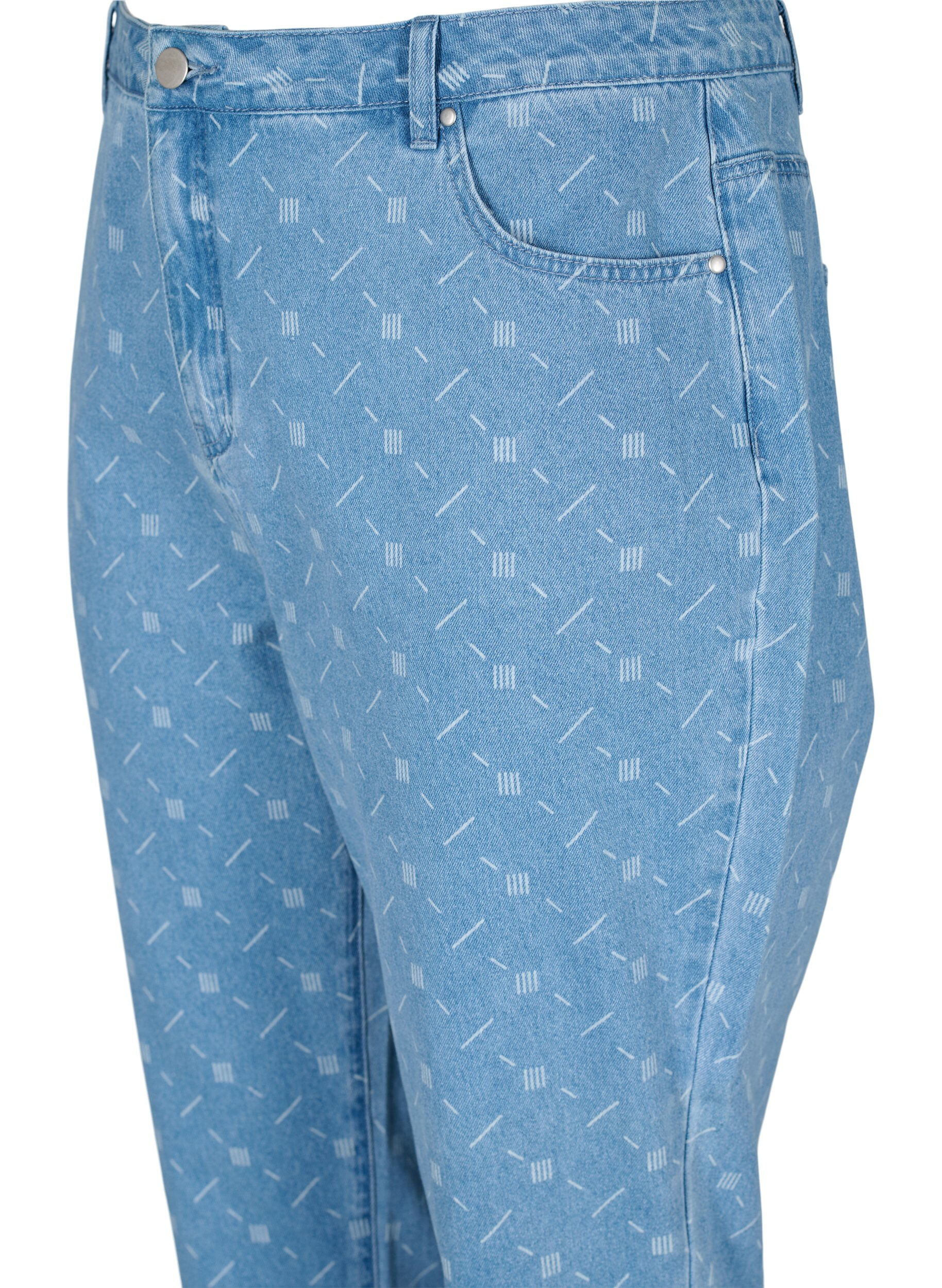 Zizzifashion Mille mom fit jeans with print, Light blue denim, Packshot image number 2