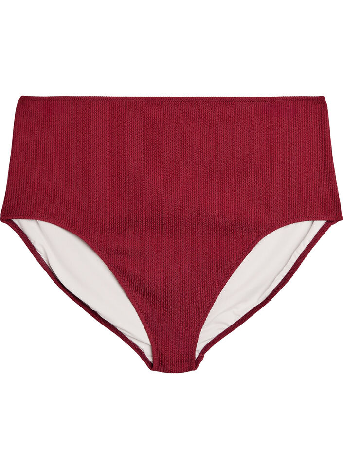 High-waisted bikini bottoms with texture, Red, Packshot image number 0